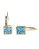Square Swiss Blue Topaz Lever Back Earrings